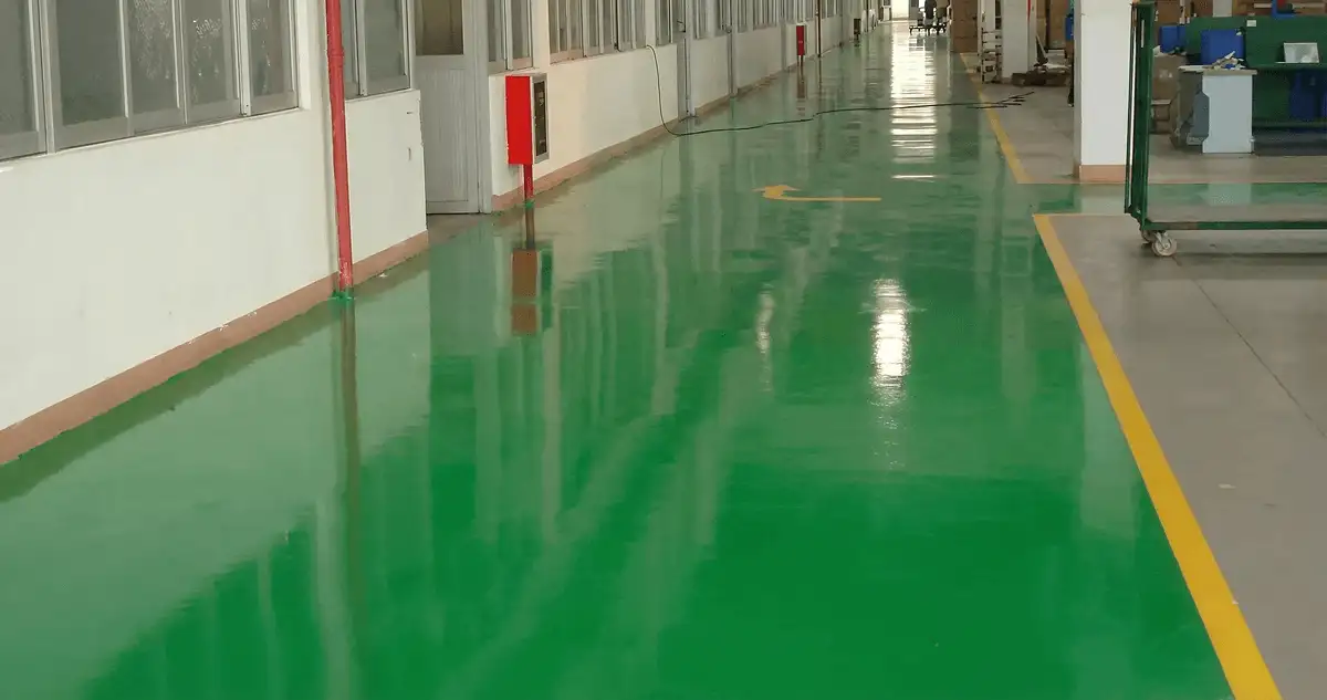 A factory floor professionally covered and marked with epoxy flooring in Pueblo, CO