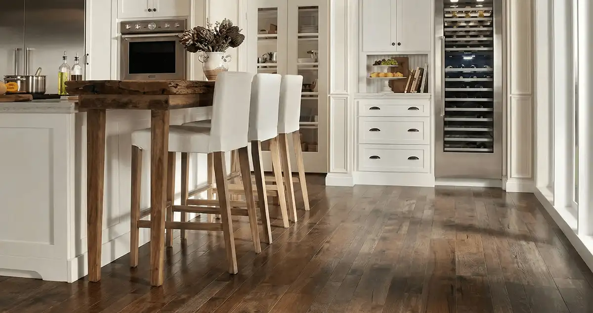 Professionally installed and refinished hardwood flooring in a residential home, showcasing smooth finish and natural wood tones in Pueblo, CO