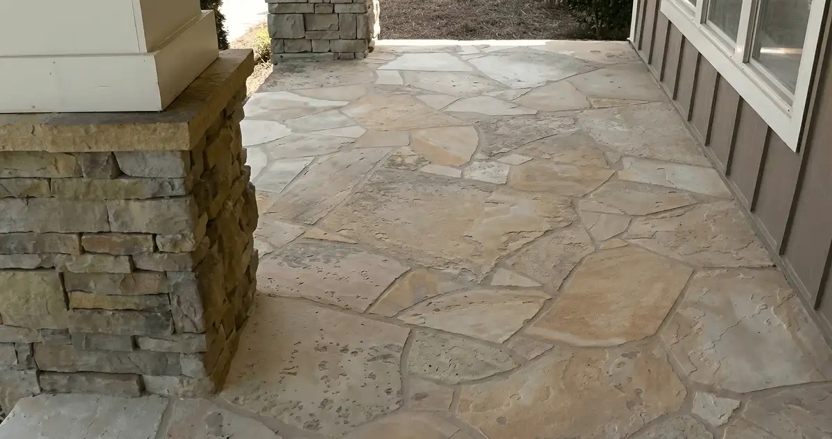 House entrance with professionally installed stone flooring in Pueblo CO