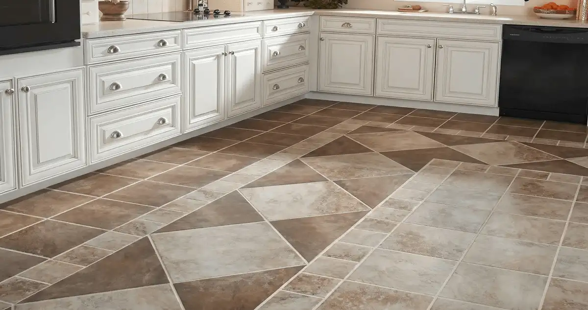 Kitchen with white cabinets and a professionally installed tile floor in Pueblo, CO