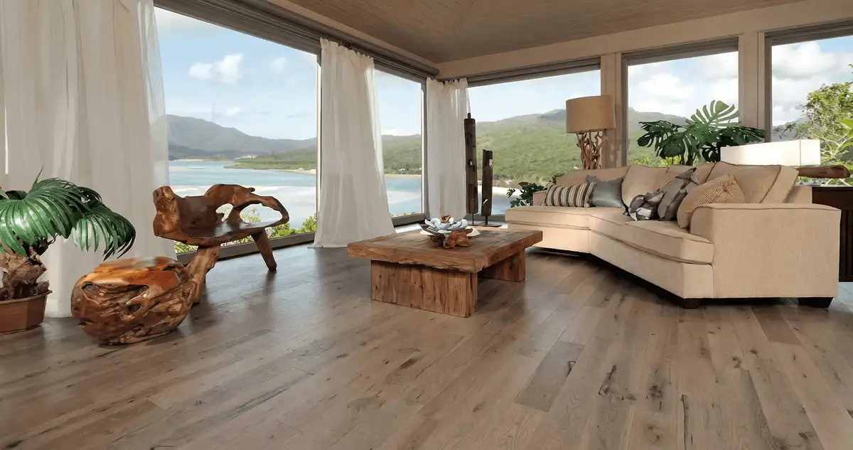 Professionally installed vinyl flooring in a modern living room with large windows in Pueblo, CO